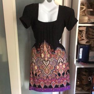 BOGO Ice Black Dress with Slightly Puff Sleeves